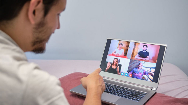 Man attending video conference