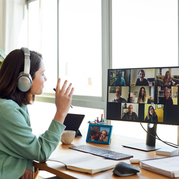 woman doing online video call