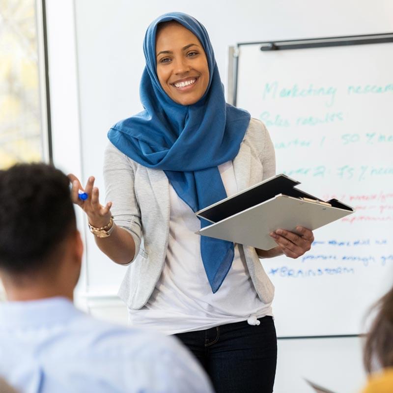 woman leading seminar